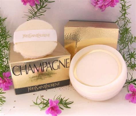 champgane ysl perfumed dusting poweder deluxe refillable coffres 150 g|Yves Saint Laurent Champagne 5.2 oz Dusting Powder.